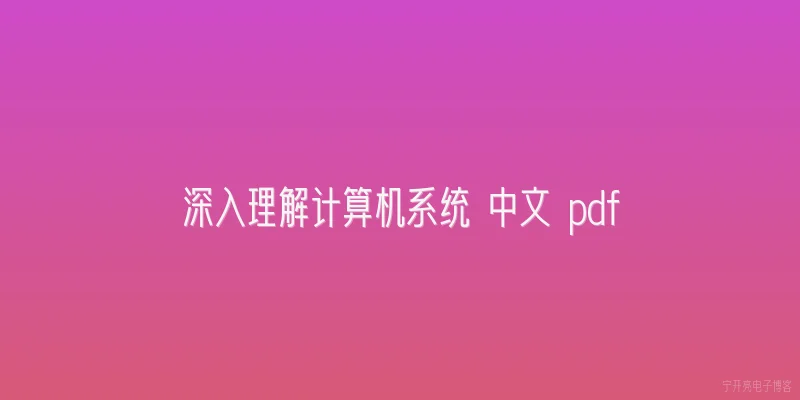 深入理解计算机系统 中文 pdf